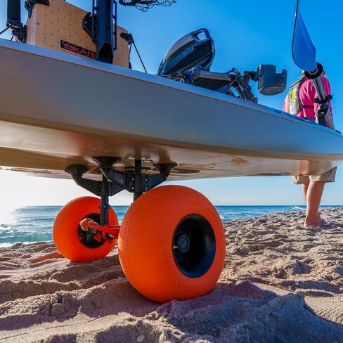 Yakattack Townstow Scupper Kayak Cart مع إطارات رملية-سهلة التجميع القابلة للطي قوارب القوارب القابلة للتعديل القابلة للتعديل Dolly (TNS-1003-SAND) | إكسسوارات الصيد في قوارب الكاياك ، أسود/برتقالي/فضي in Kuwait