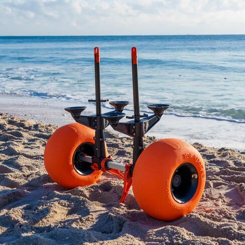 Yakattack Townstow Scupper Kayak Cart مع إطارات رملية-سهلة التجميع القابلة للطي قوارب القوارب القابلة للتعديل القابلة للتعديل Dolly (TNS-1003-SAND) | إكسسوارات الصيد في قوارب الكاياك ، أسود/برتقالي/فضي in Kuwait