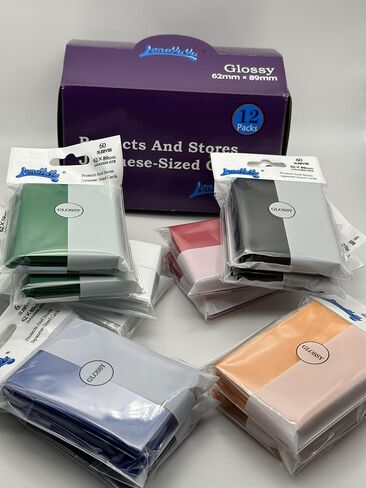 1 Box of 720 Counts -12packs Mix Color Front Glossy Japanese Small Card Sleeves 62mmx89mm Card Sleeves, Toploading fits for Japanese Trading Card Perfect Size in Kuwait