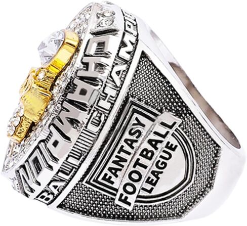 2025 Fantasy Football Championship Ring With Trophy | Heavy FFL Champion Ring | Gold Silver Tone Plated Award Trophy for Fantasy Football League Winner in Kuwait