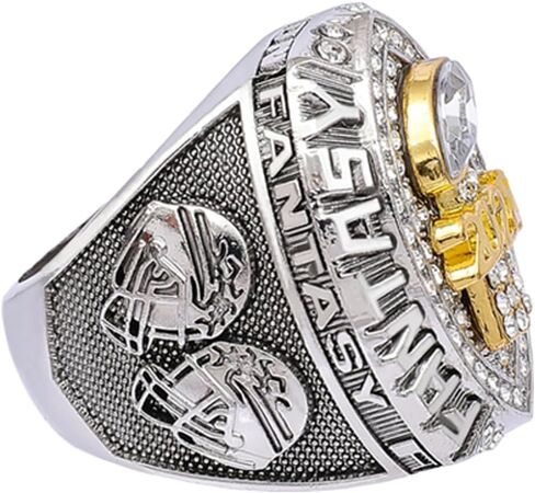 2025 Fantasy Football Championship Ring With Trophy | Heavy FFL Champion Ring | Gold Silver Tone Plated Award Trophy for Fantasy Football League Winner in Kuwait
