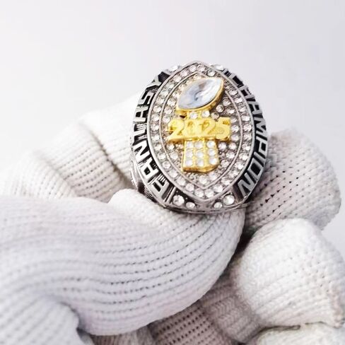 2025 Fantasy Football Championship Ring With Trophy | Heavy FFL Champion Ring | Gold Silver Tone Plated Award Trophy for Fantasy Football League Winner in Kuwait