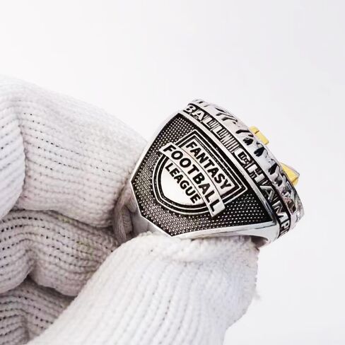 2025 Fantasy Football Championship Ring With Trophy | Heavy FFL Champion Ring | Gold Silver Tone Plated Award Trophy for Fantasy Football League Winner in Kuwait