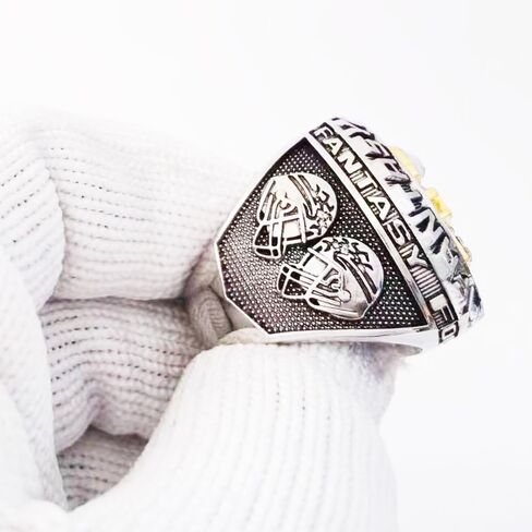 2025 Fantasy Football Championship Ring With Trophy | Heavy FFL Champion Ring | Gold Silver Tone Plated Award Trophy for Fantasy Football League Winner in Kuwait