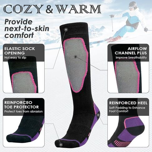 Ski Socks, Cold Weather Socks for Snowboarding, Thermal Knee-high Warm Socks for Adult and Child in Saudi Arabia