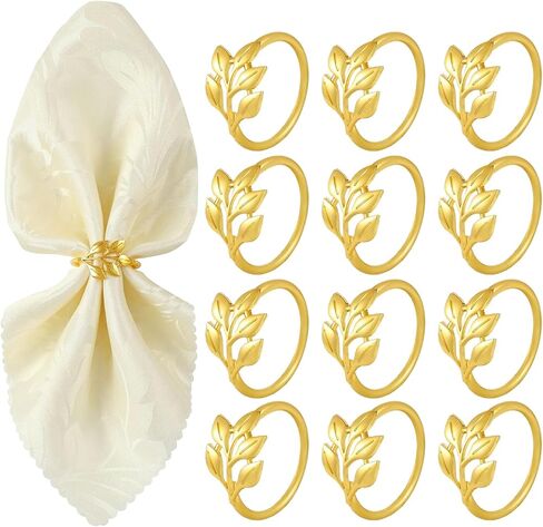 حلقات منديل من 12 ، حلقات منديل الذهب ، حلقات منديل عيد الشكر ، حلقات منديل أوراق المعادن ، حلقات منديل أوراق الذهب ، مناسبة لحفل حفل زفاف الجدول حفل زفاف الحفلة اليومية in Kuwait