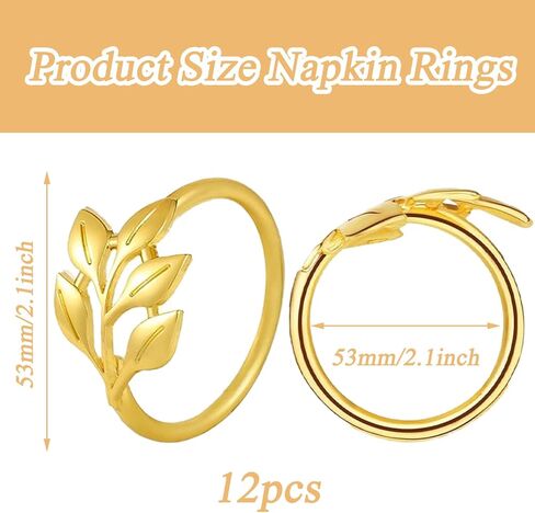 حلقات منديل من 12 ، حلقات منديل الذهب ، حلقات منديل عيد الشكر ، حلقات منديل أوراق المعادن ، حلقات منديل أوراق الذهب ، مناسبة لحفل حفل زفاف الجدول حفل زفاف الحفلة اليومية in Kuwait