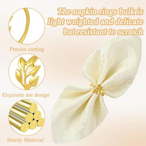 حلقات منديل من 12 ، حلقات منديل الذهب ، حلقات منديل عيد الشكر ، حلقات منديل أوراق المعادن ، حلقات منديل أوراق الذهب ، مناسبة لحفل حفل زفاف الجدول حفل زفاف الحفلة اليومية in Kuwait