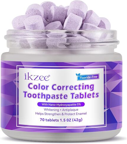 Purple Toothpaste Tablets,Flouride Free Toothpaste Tablets,Sensitive Toothpaste Tablets,Travel Toothpaste,Hydroxyapatite Toothpaste Tablets,Purple Whitening Toothpaste,(70PCS,Grape Flavors) in Kuwait