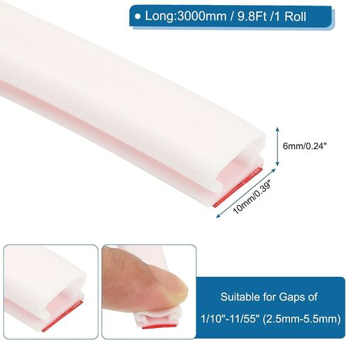 PATIKIL 9.8 Ft D Shape Rubber Seal Strip, Self-Adhesive Rubber Door Weather Stripping for Small Gaps, Door Frame, Window Insulation, Soundproof, White/Red in Saudi Arabia