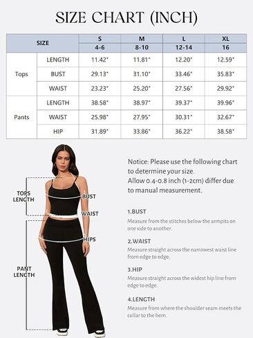 Women's 2 Piece Lounge Sets Spaghetti Strap Crop Tank Fold Over Flare Pants Tracksuit Matching Sets Y2K Outfits in Saudi Arabia