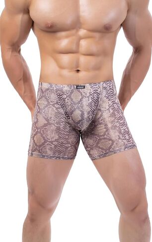 iKingsky Men's Snake Skin Pattern Long Leg Boxer Sexy Pouch Trunks Breathable Bulge Short Under Panties for Men in Saudi Arabia