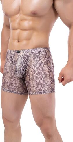 iKingsky Men's Snake Skin Pattern Long Leg Boxer Sexy Pouch Trunks Breathable Bulge Short Under Panties for Men in Saudi Arabia