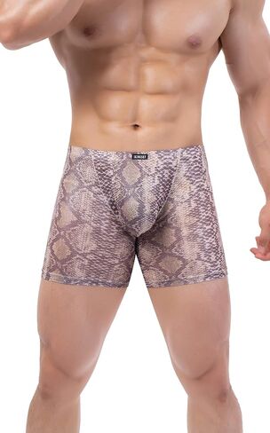 iKingsky Men's Snake Skin Pattern Long Leg Boxer Sexy Pouch Trunks Breathable Bulge Short Under Panties for Men in Saudi Arabia