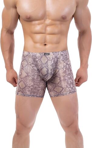 iKingsky Men's Snake Skin Pattern Long Leg Boxer Sexy Pouch Trunks Breathable Bulge Short Under Panties for Men in Saudi Arabia