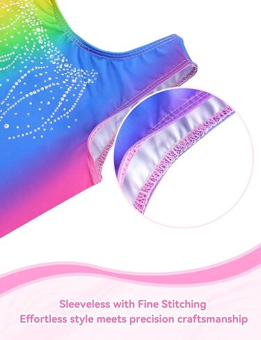 Nymphperi Gymnastics Leotards for Girls One Piece Sleeveless Biketards Colorful Tumbling Bodysuits Stretchy Unitard in Kuwait