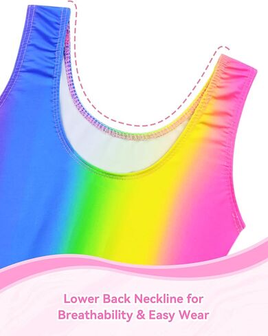 Nymphperi Gymnastics Leotards for Girls One Piece Sleeveless Biketards Colorful Tumbling Bodysuits Stretchy Unitard in Kuwait