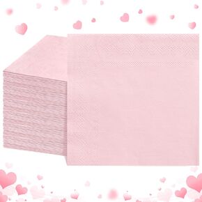 120 Pcs Cocktail Napkins Pink Napkins Valentines Napkins Disposable Pink Dessert Napkins Light Pink Party Napkins for Birthday Wedding Baby Shower, 5 x 5 Inch