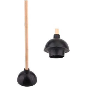 2 Pack Rubber Toilet Plunger, Double Thrust Force Cup, Heavy Duty, 18" Wood Handle