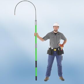 10.8 Feet Rescue Hook, Electrician Tools Firefighting Insulated 380V, High Voltage Insulated Retractable 35kv, 10.8 Feet, 18 Inch Openings for Electricians, Linemen, Automotive Repairers (Green)
