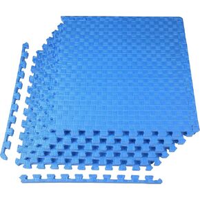 Puzzle Exercise Mat with EVA Foam Interlocking Tiles for MMA, Exercise, Gymnastics and Home Gym Protective Flooring, 1" Thick, 24 Square Feet, Blue