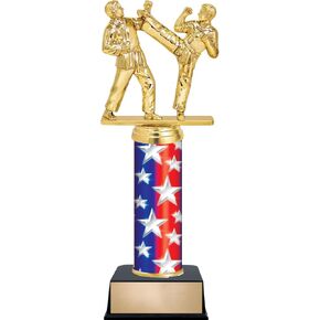Customizable 11" Karate Double Male Pennant Star Trophy Award, Engrave Now