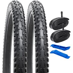 YUNSCM 2-PCS 26" Bike Tires 26x2.10/54-559 and 26" Bike Tubes Schrader Valve Compatible with Mountain Bike 26x1.95 26x2.0 26x2.1 26x2.125 26x2.15 Bike Bicycle Tires and Tubes (Y-770)