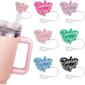 6 Pcs Stanley Girl Straw Covers for Stanley Cup 40oz/30oz，Silicone Straw Topper Accessories for 10mm Drinking Straw Tip Covers
