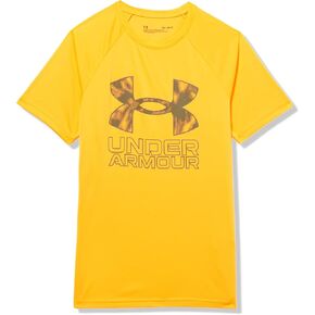 تي شيرت بأكمام قصيرة وشعار كبير للتكنولوجيا للأولاد من Under Armour، (406) أزرق فوتون / / ذري، مقاس شبابي متوسط
