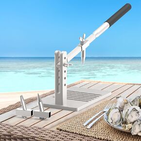 Upgraded Stainless Steel Oyster Opener Machine Two Cutter Head, All Metal Durable Oyster Clam Opener Tool Set, for Seafood Restaurants, Home Kitchens
