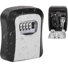 ALLOMN Key Lock Box, Wall Mounted Key Storage Box, Portable Outdoor Combination Key Hiders Safe Security Lock Box for Home, Office, Flats, Realtors, Apartment Spare Key Storage