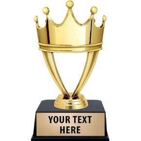 Gold Crown Trophy, 6" Golden Crown Trophy On Black Base Prime