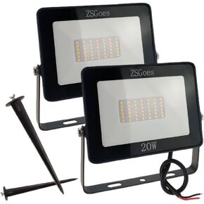 2 Pack 20W Cool White LED Floodlight Outdoor Waterproof IP65, Wall Security Landscape Flood Light Lamp, Home, Square, Yard, Garage, Street, Pathway, Low Voltage 12V 24V 36V 48V 60V DC AC