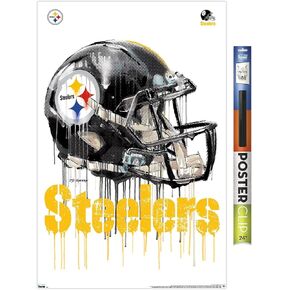 Trends International NFL Pittsburgh Steelers - Drip Helmet 20 Wall Poster, 22.375" x 34", Poster & Clip Bundle