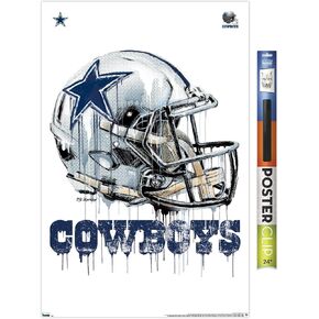 Trends International NFL Dallas Cowboys - Drip Helmet 20 Wall Poster, 22.375" x 34", Poster & Clip Bundle