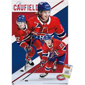 Trends International NHL Montreal Canadiens - Cole Caufield 22 Wall Poster, 22.37" x 34.00", Poster & Push Pin Bundle