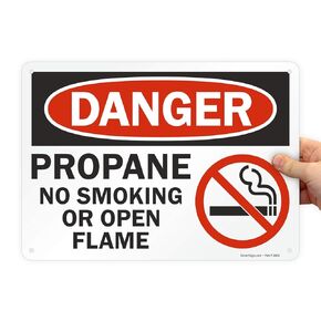 SmartSign "Danger - Propane No Smoking or Open Flame" Sign | 10" x 14" Aluminum