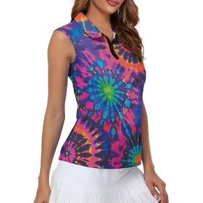 Irisjudy Leopard Print Women Golf Polo Shirts Boho Skull Floral Sleeveless Golf Tank Tops Moisture Wicking Tennis Polo Shirt