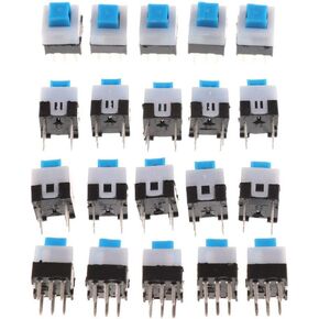 20Pcs Momentary Tactile Tact Switch Latching 7x7mm Mini Tactile Push Button Switch On-Off DIP-6pins