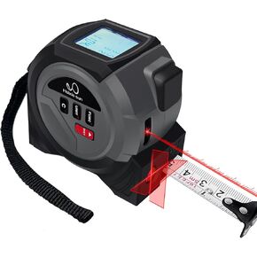 2025 New 3in1 Laser Tape Measure 328Ft Rechargeable Laser Measuring Tool&16Ft Measuring Tape, Laser Crosshairs,Biaxial Electronic Angle,Measuring Area,Volume,Pythagorean,Cosine,Ft/Ft+in/in/M