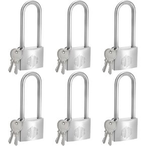 HOX Marine-Grade Rustproof Padlock, Stainless Steel Shackle & Chrome-Plated Brass Body, Weatherproof Outdoor Lock, 2.5-Inch Long Shackle (6 Pack)