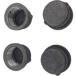 round cap for tubes Black cast iron round tube cap Internal thread round pipe caps DN15/20/25 used for DIY pipe decoration, safety protection Dustproof and waterproof cap (3/4 INCHES)