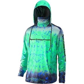 Custom performance fishing hoodie with gaiter for sun protection by Sport-fishing-friends