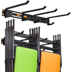 garage shelving Chair Wall Mounted Storage Rack Double Holds up to 200 lbs Folding Camping Storage Rack for Beach Chairs Black