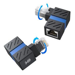 Cable Matters 2-Pack 10Gbps 360° Rotatable Cat 6A Right Angle Ethernet Adapter, Cat6A RJ45 Ethernet Adapter Male to Female