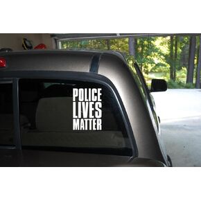 Police Lives Matter White Vinyl Decal Sticker Car Truck Window Bumper (6.3" X 4.3")