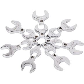 HURRICANE 1/2" Drive Crowfoot Wrench Set, 14 Piece Jumbo Crowfoot Flare Nut Wrench Tool Set, SAE Sizes from 1-1/16" to 2" with Storage Tray, With Fully Polished Chrome Finished