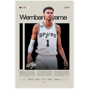 THOMIX Victor Wembanyama Poster Canvas Poster Wall Art Decor Print Picture Paintings for Living Room Bedroom Decoration Unframe: Unframe:12x18inch(30x45cm) in Saudi Arabia