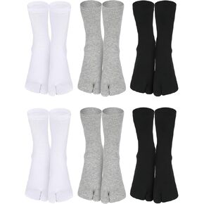 6 Pairs Tabi Socks Elastic Split Two Toe Tabi Flip Flops Socks Ankle Cotton Sandal Socks Japanese Toes Separated Socks for Men Women Unisex