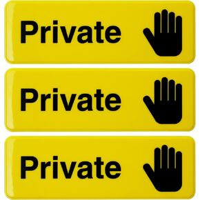 Excello Global Products Private Sign 9"x3" Easy to Mount (3 Pack Yellow)